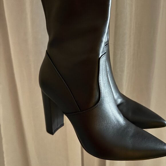 Black Over-the-Knee Boots Block Heel-4in - Picture 3 of 8